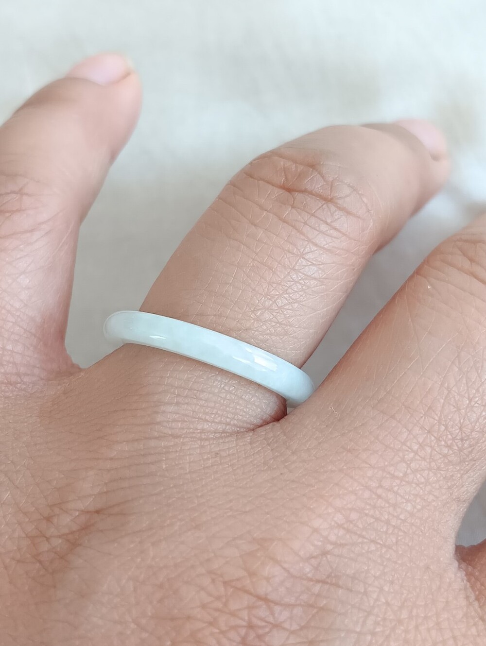 Classic Light Blue Jade Band Ring Size 6 - Women’s Minimalist Jewelry - Picture 2 of 4